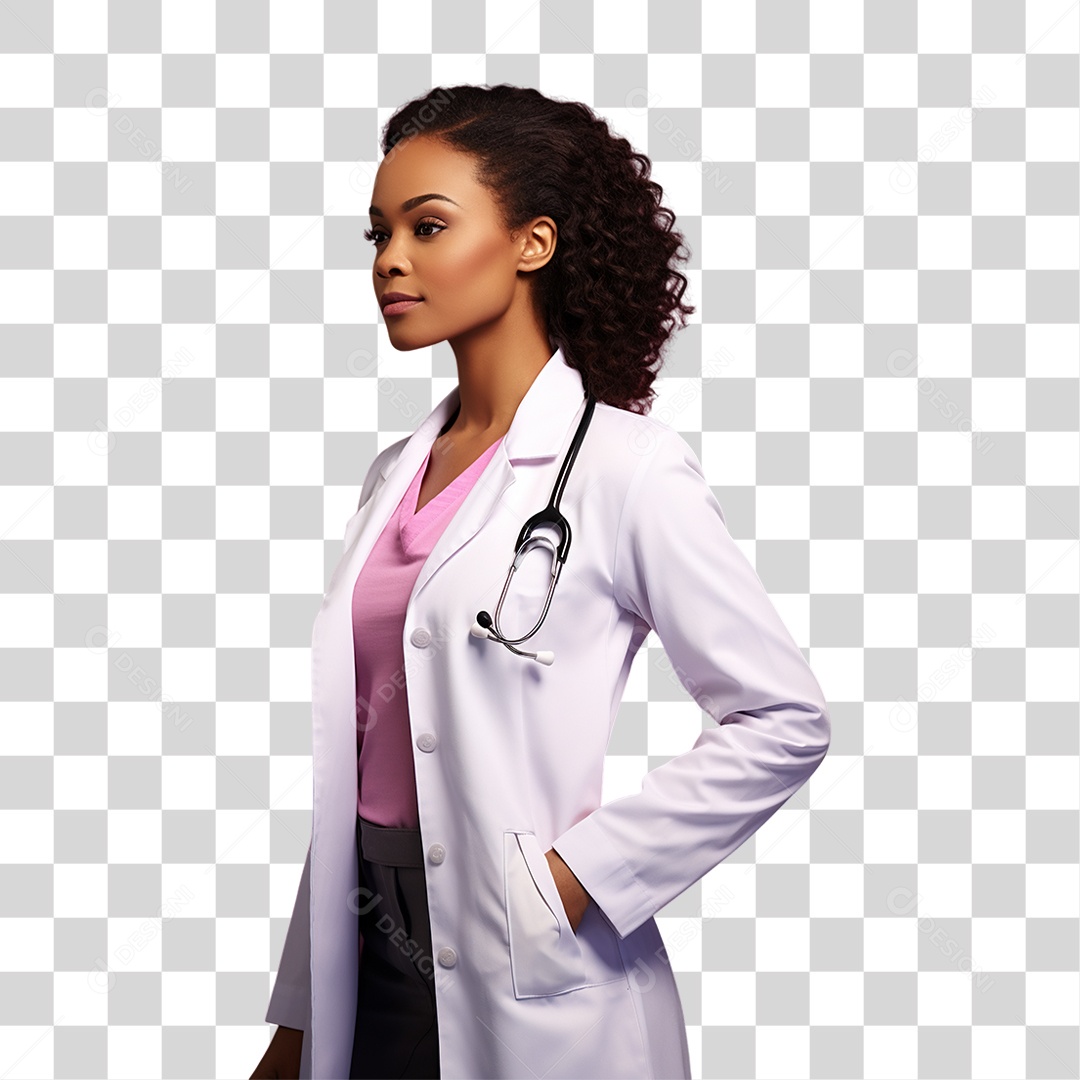 Conscientização do Outubro Rosa Mulher de Jaleco Doutora PNG Transparente