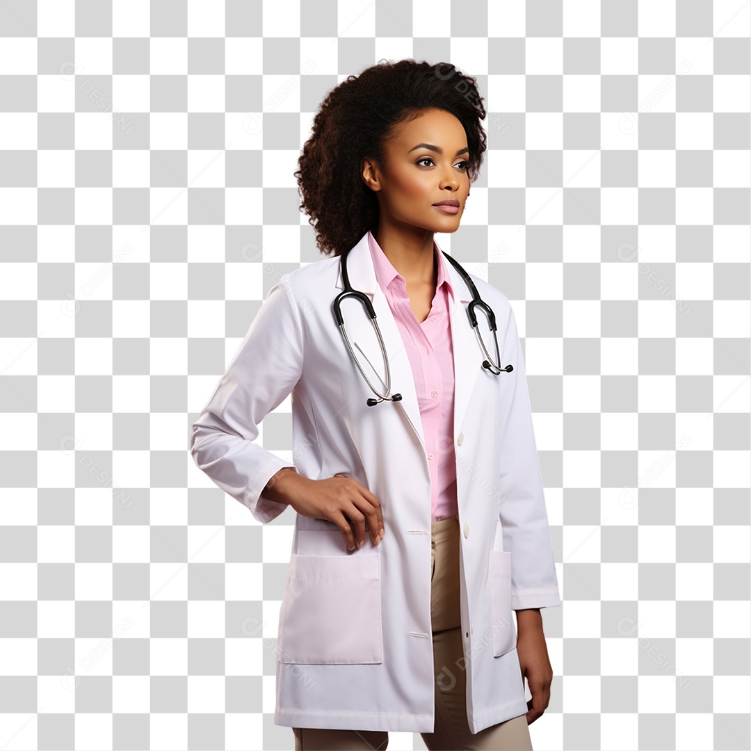 Conscientização do Outubro Rosa Mulher de Jaleco Doutora PNG Transparente