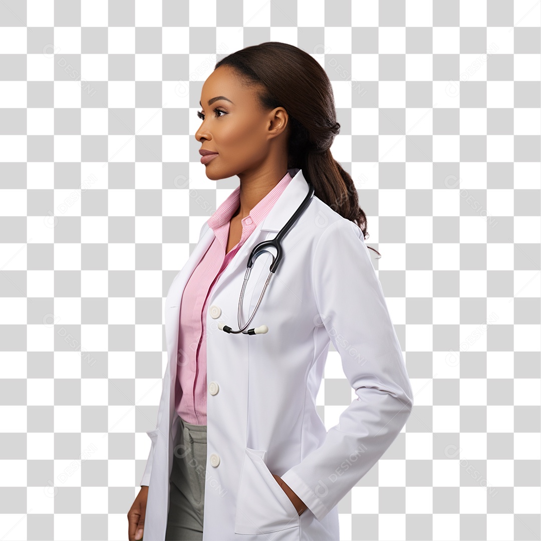 Conscientização do Outubro Rosa Mulher de Jaleco Doutora PNG Transparente