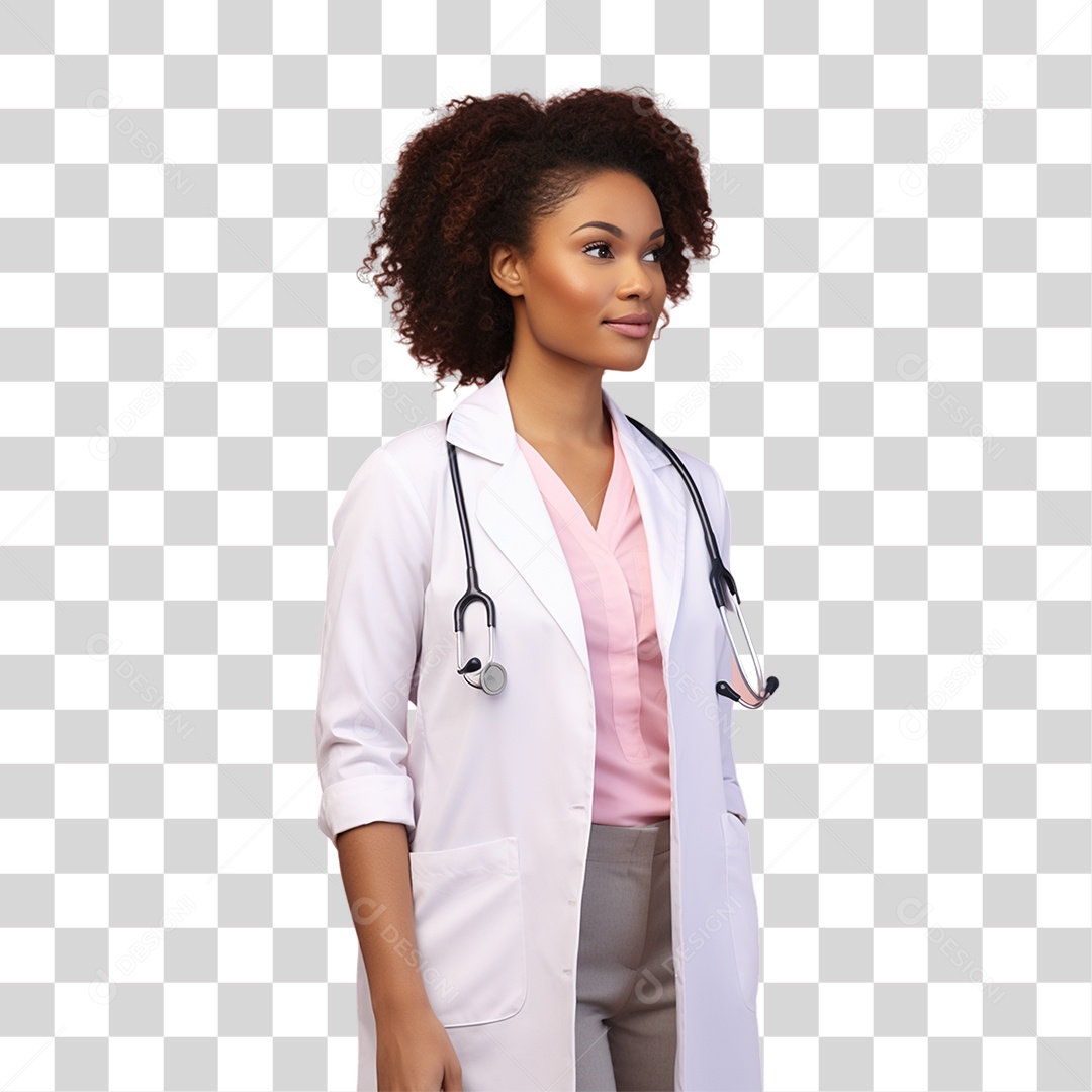 Conscientização do Outubro Rosa Mulher de Jaleco Doutora PNG Transparente