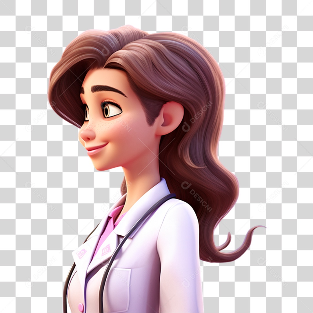 Conscientização do Outubro Rosa Mulher de Jaleco Doutora PNG Transparente