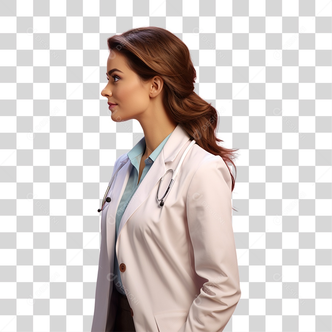 Conscientização do Outubro Rosa Mulher de Jaleco Doutora PNG Transparente