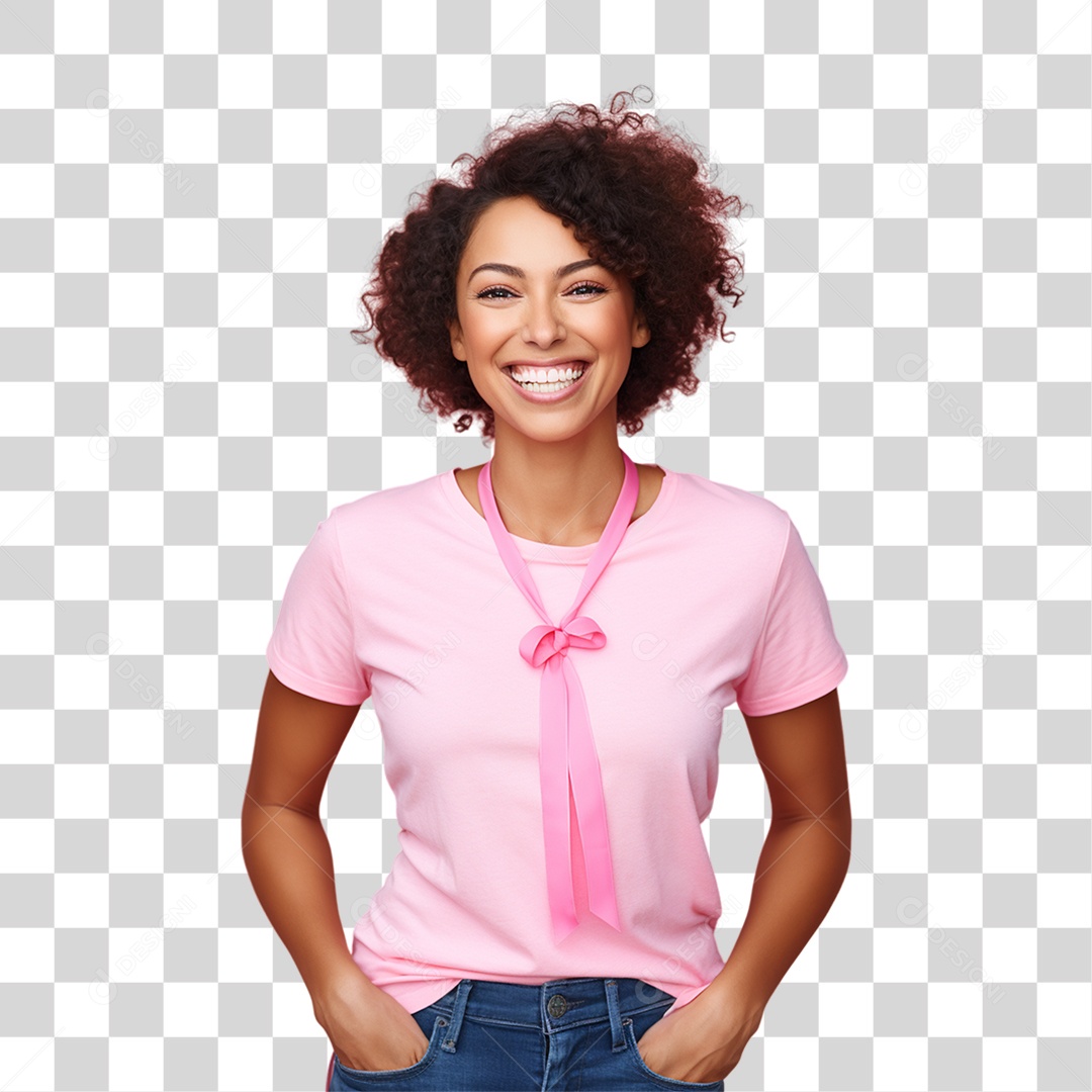Conscientização do Outubro Rosa Mulher PNG Transparente