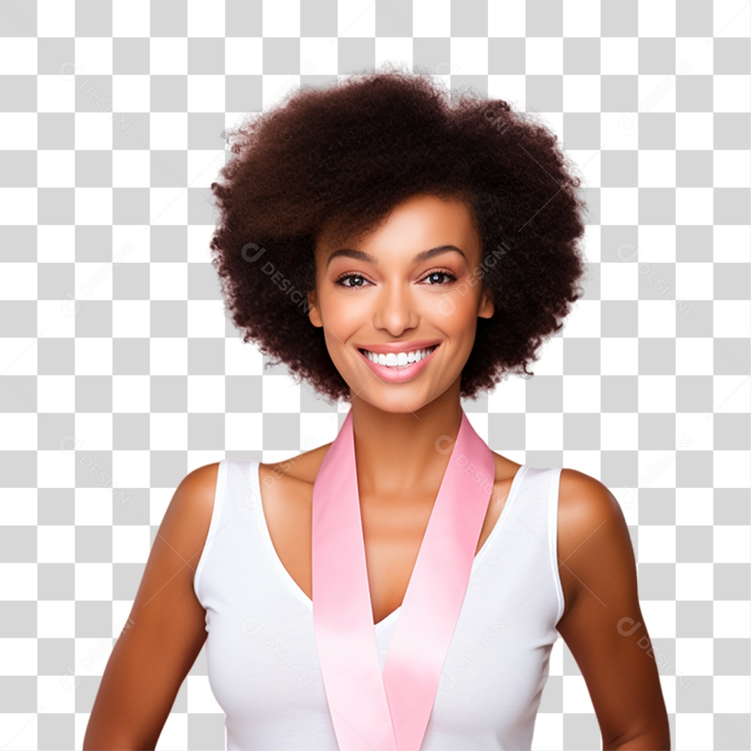 Conscientização do Outubro Rosa Mulher PNG Transparente