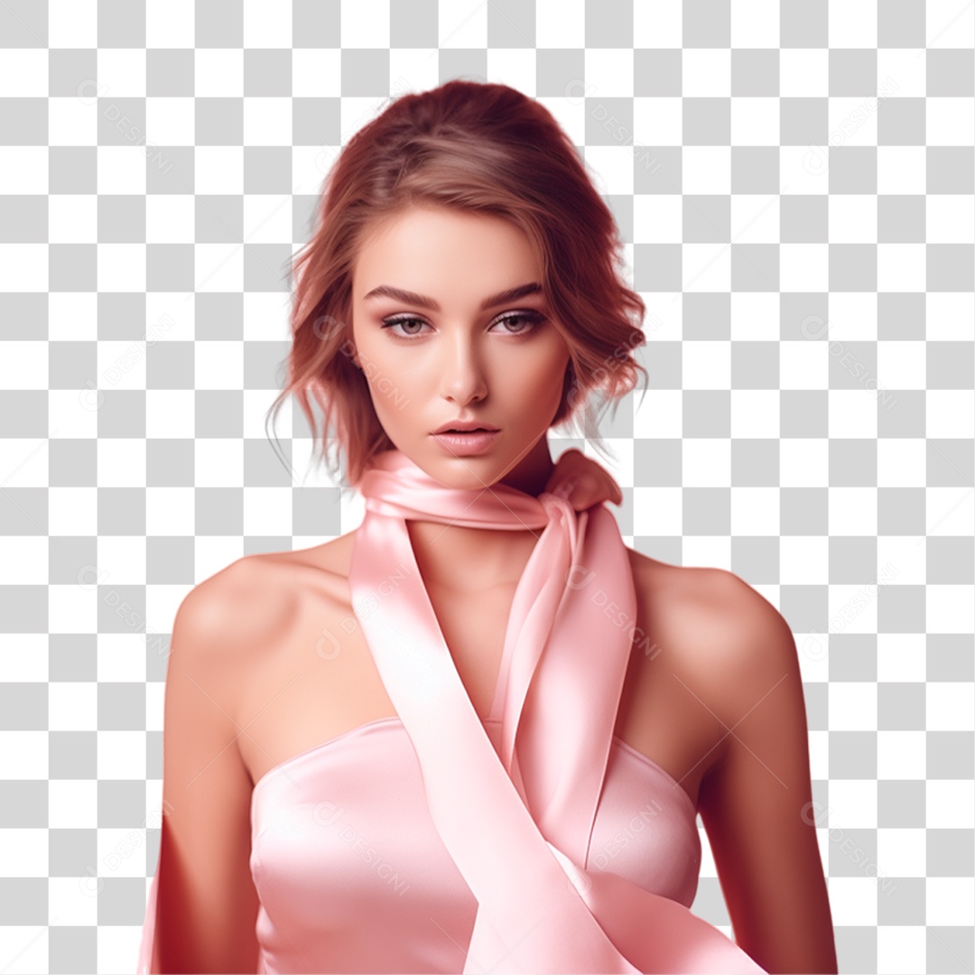 Conscientização do Outubro Rosa Mulher PNG Transparente