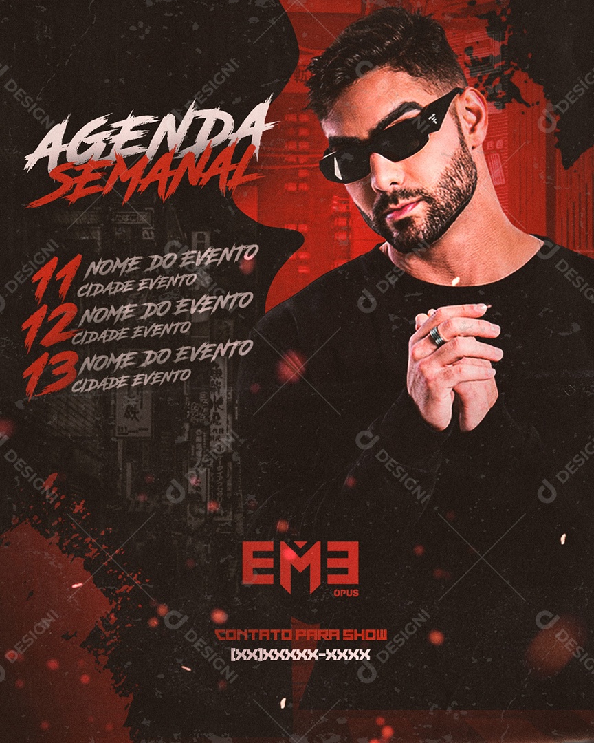 Social Media Flyer Feed Agenda Semanal EME PSD Editável