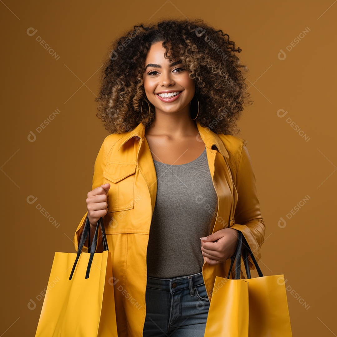 Linda jovem com sacolas de compras