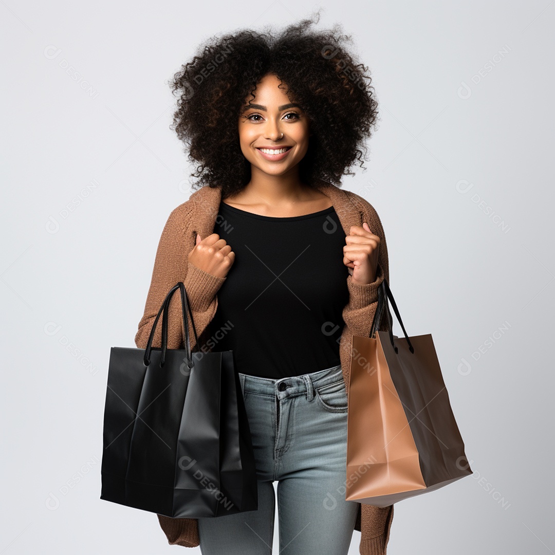 Linda jovem com sacolas de compras