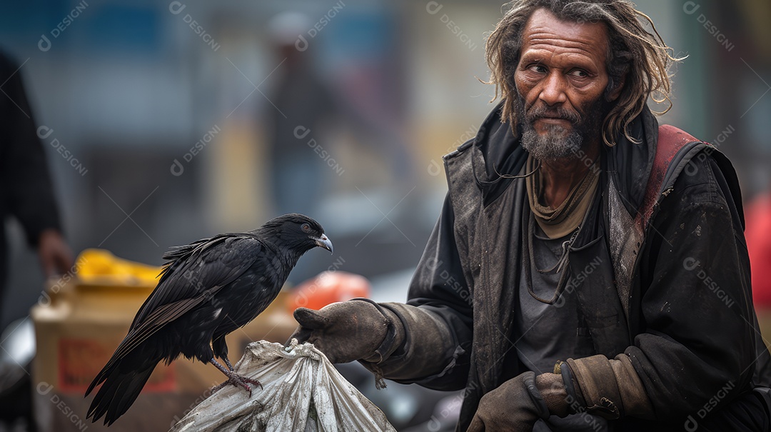 Imagem realista de morador de rua