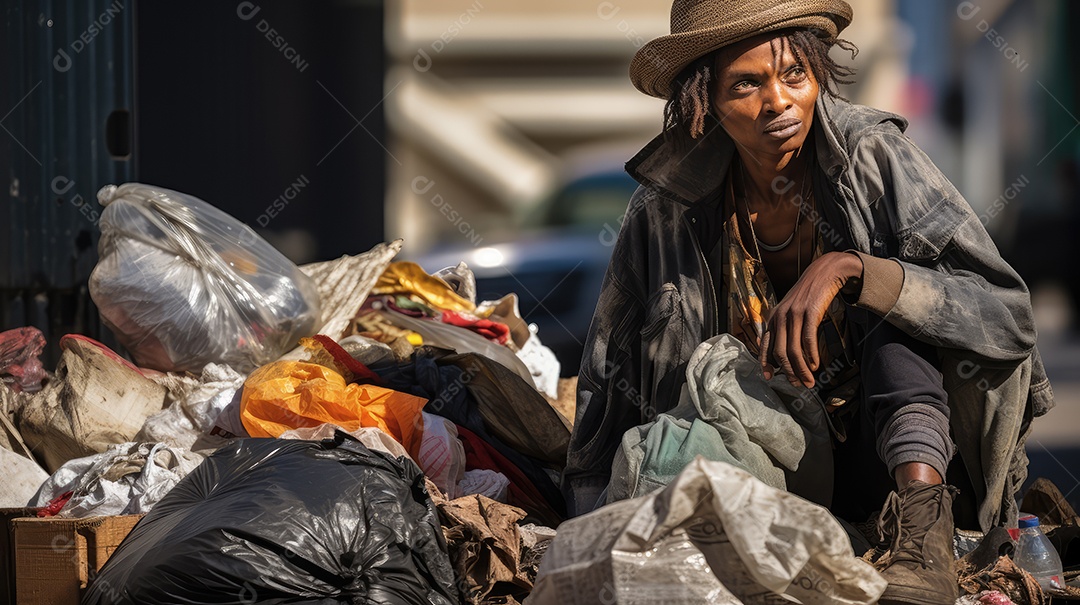 Imagem realista de morador de rua