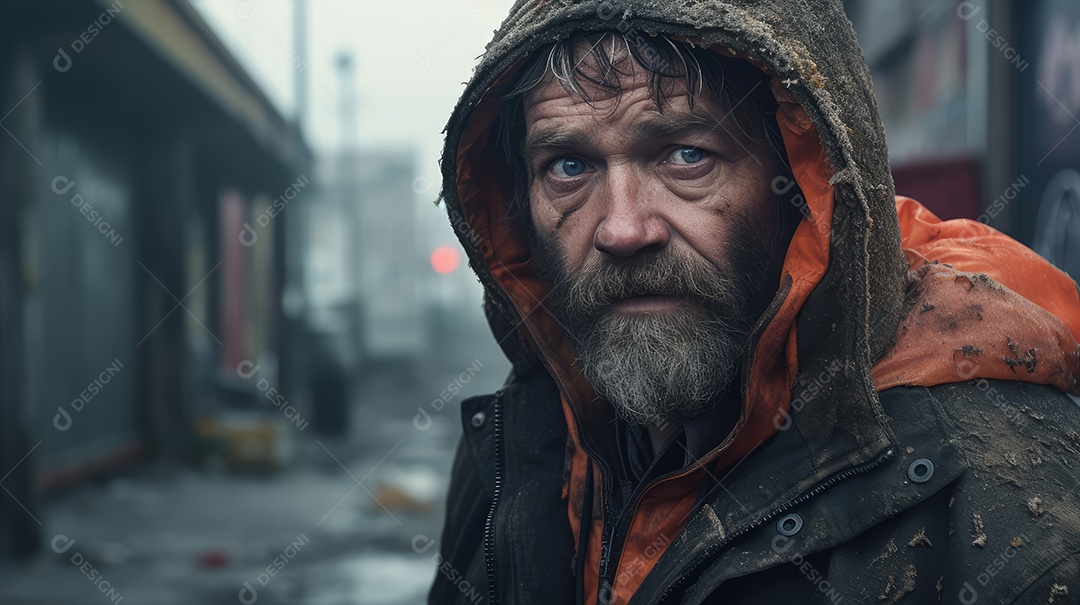 Imagem realista de morador de rua