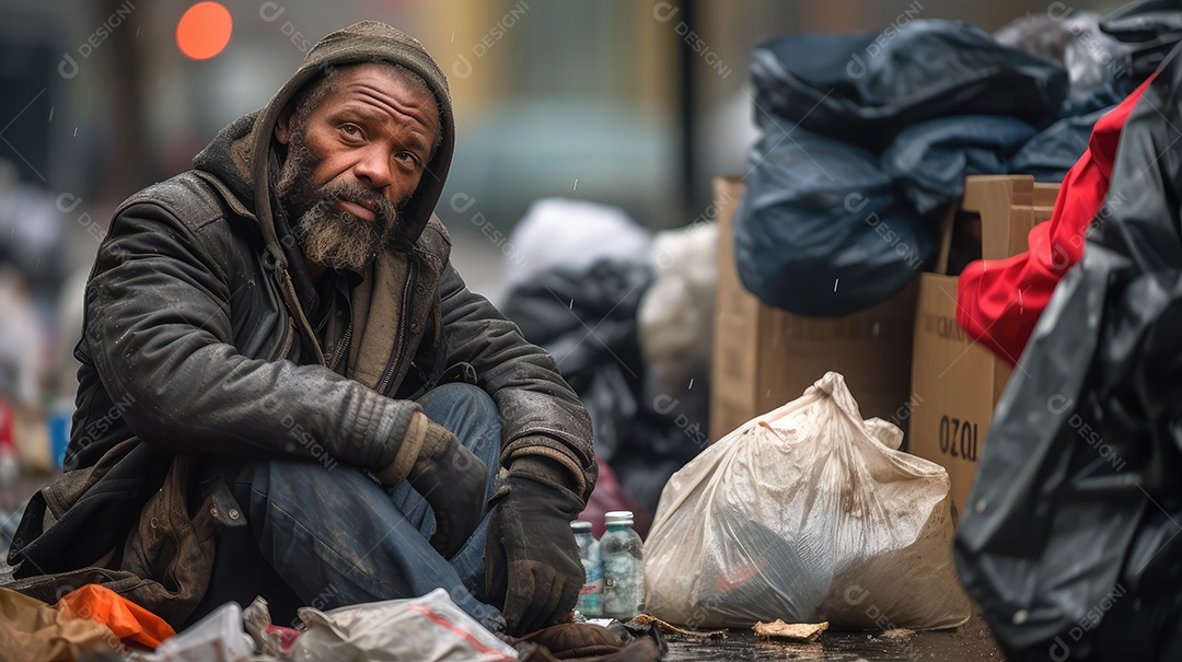 Imagem realista de morador de rua