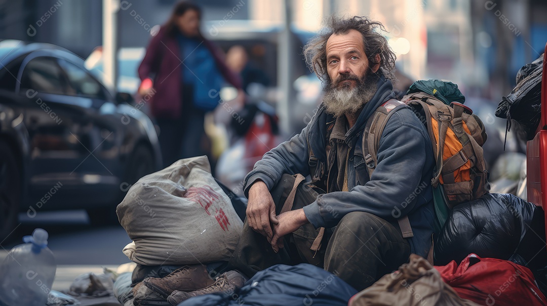 Imagem realista de morador de rua