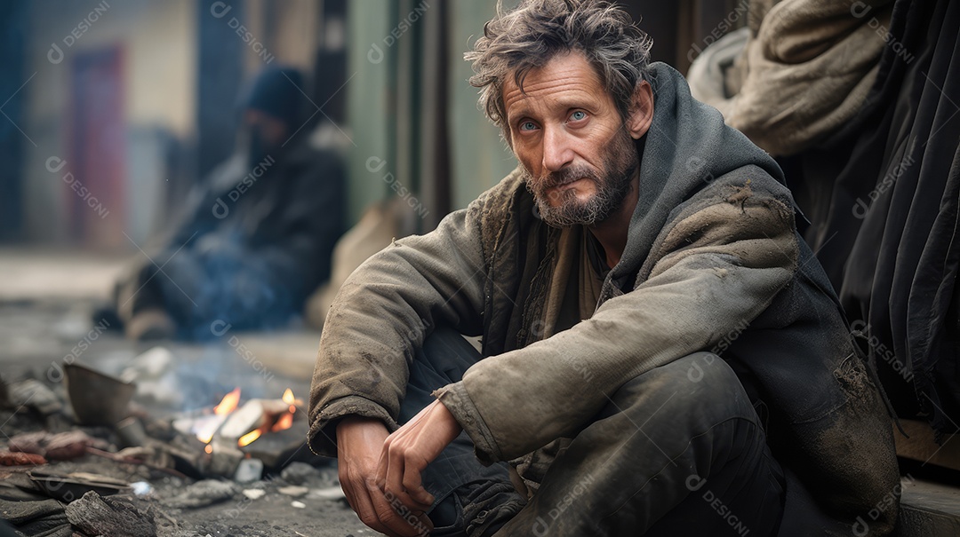Imagem realista de morador de rua