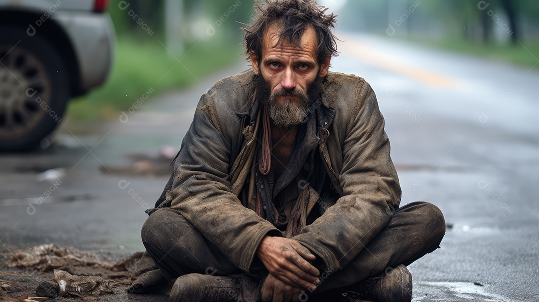 Imagem realista de morador de rua
