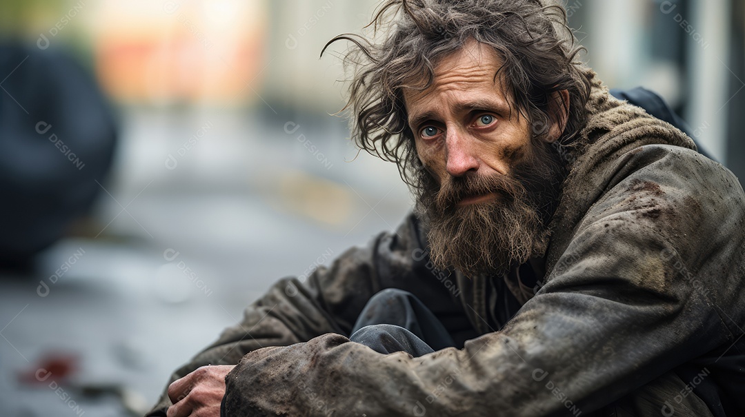 Imagem realista de morador de rua