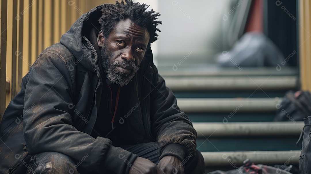 Imagem realista de morador de rua