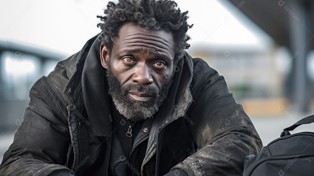 Imagem realista de morador de rua