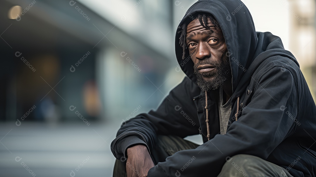 Imagem realista de morador de rua