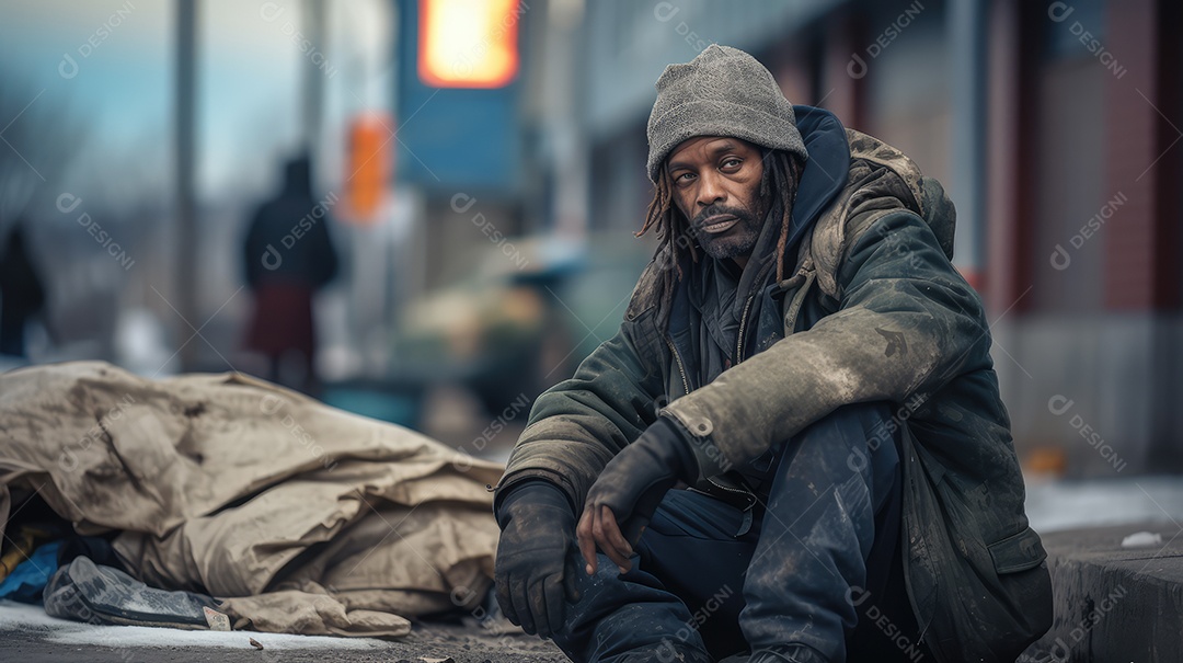 Imagem realista de morador de rua