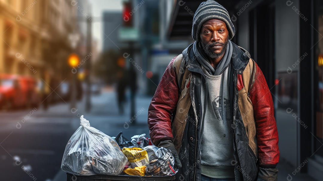 Imagem realista de morador de rua