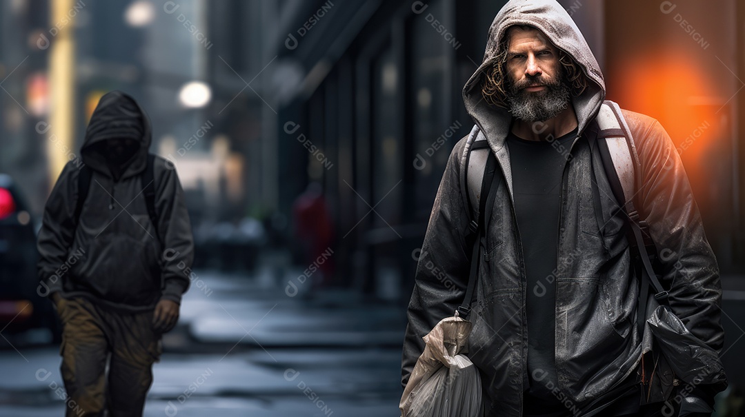 Imagem realista de morador de rua