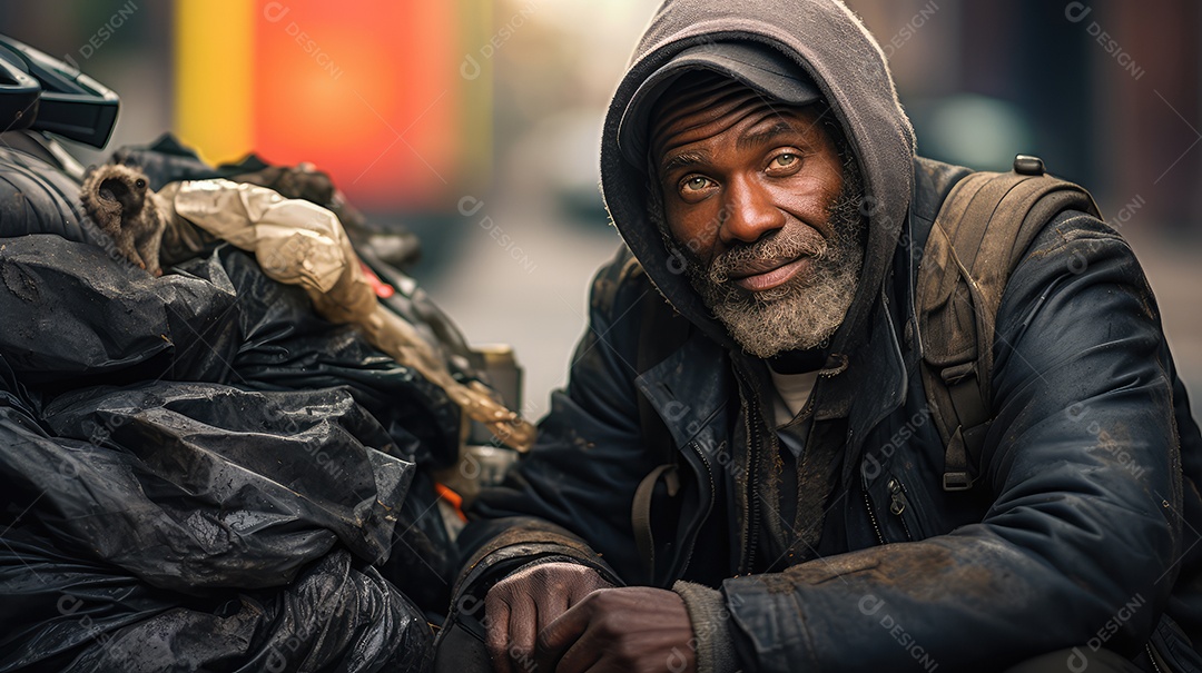 Imagem realista de morador de rua