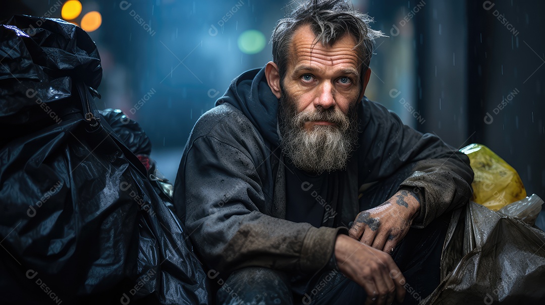 Imagem realista de morador de rua
