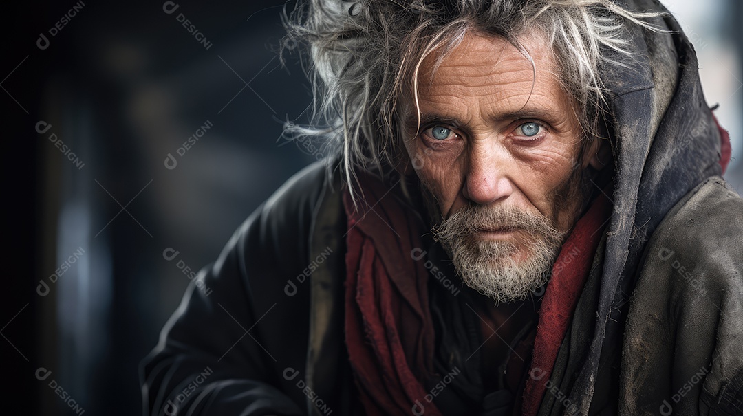 Imagem realista de morador de rua