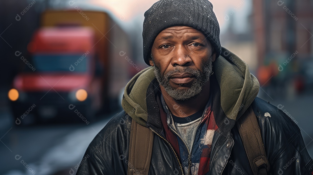 Imagem realista de morador de rua