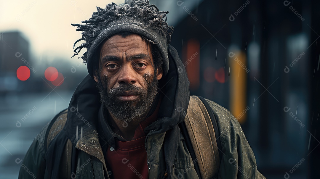 Imagem realista de morador de rua