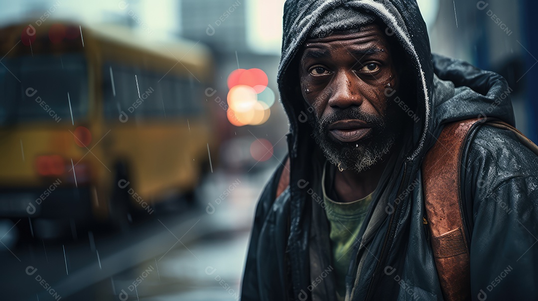 Imagem realista de morador de rua