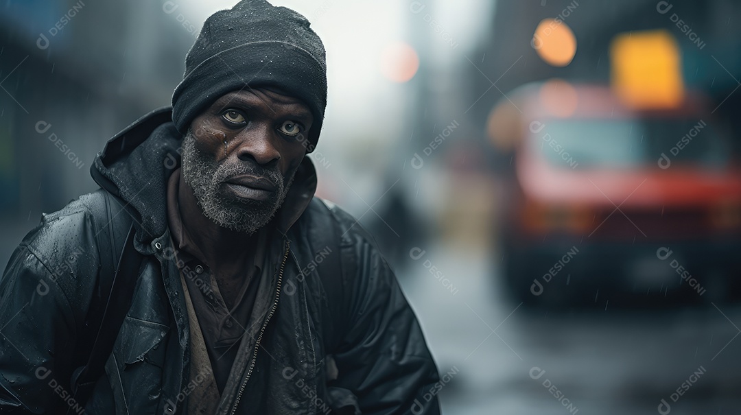 Imagem realista de morador de rua