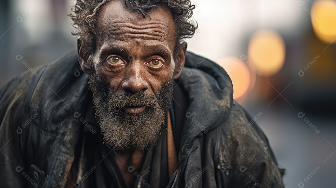Imagem realista de morador de rua