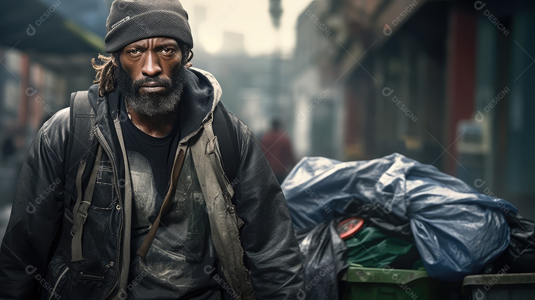 Imagem realista de morador de rua