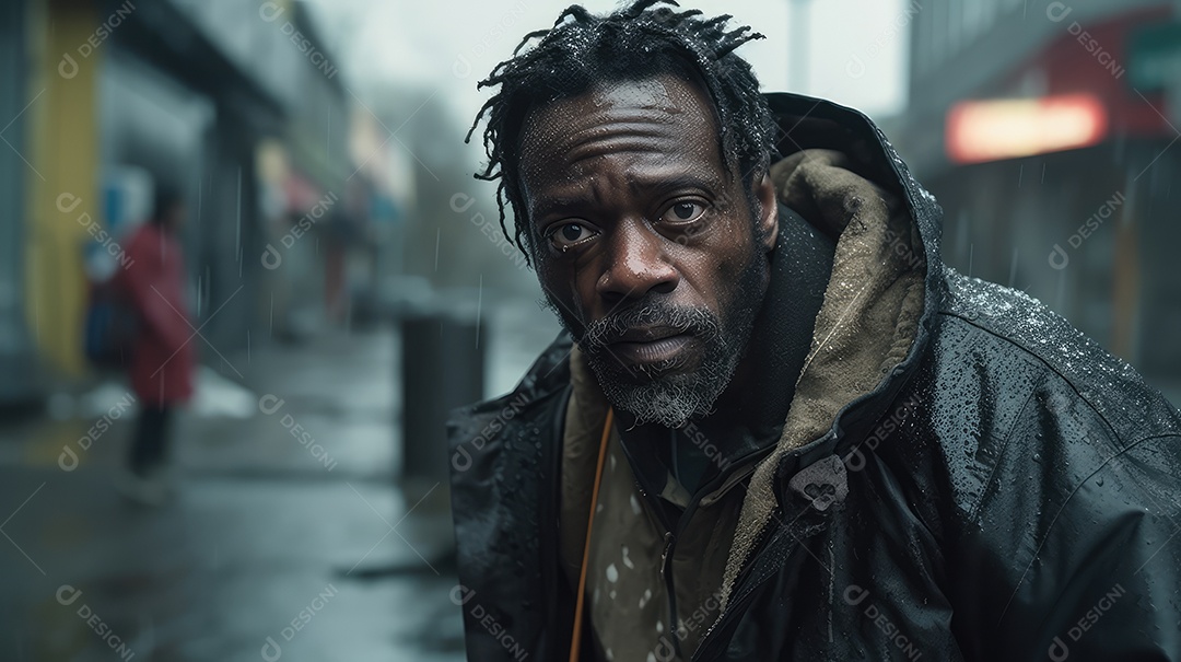 Imagem realista de morador de rua