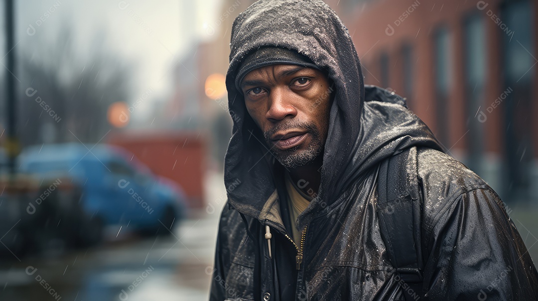 Imagem realista de morador de rua
