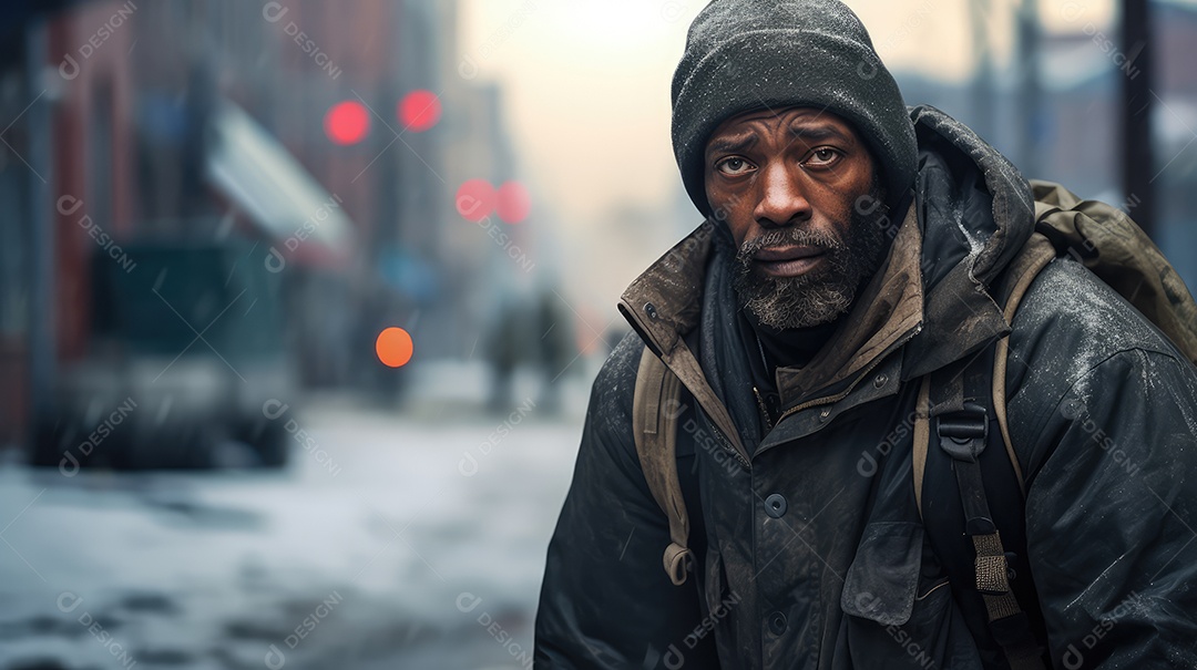 Imagem realista de morador de rua