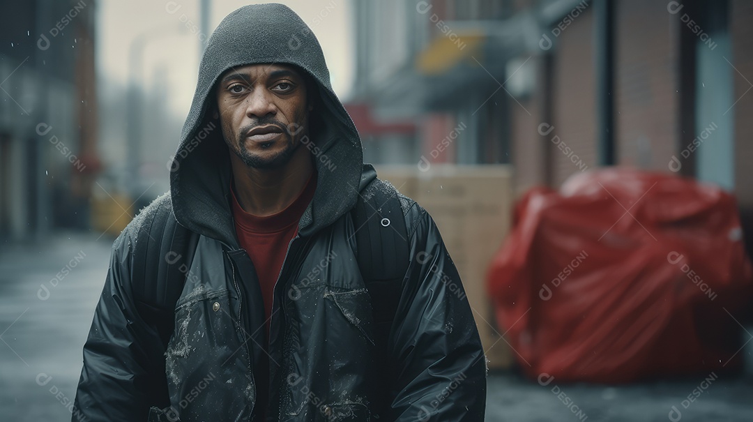 Imagem realista de morador de rua
