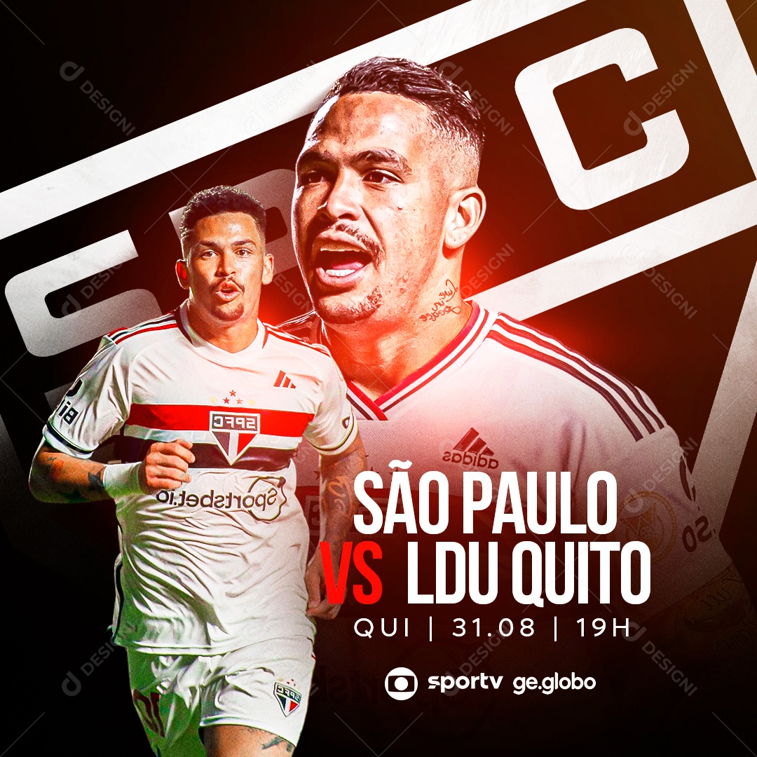 Social Media Flyer São Paulo Vs LDU Quito PSD Editável