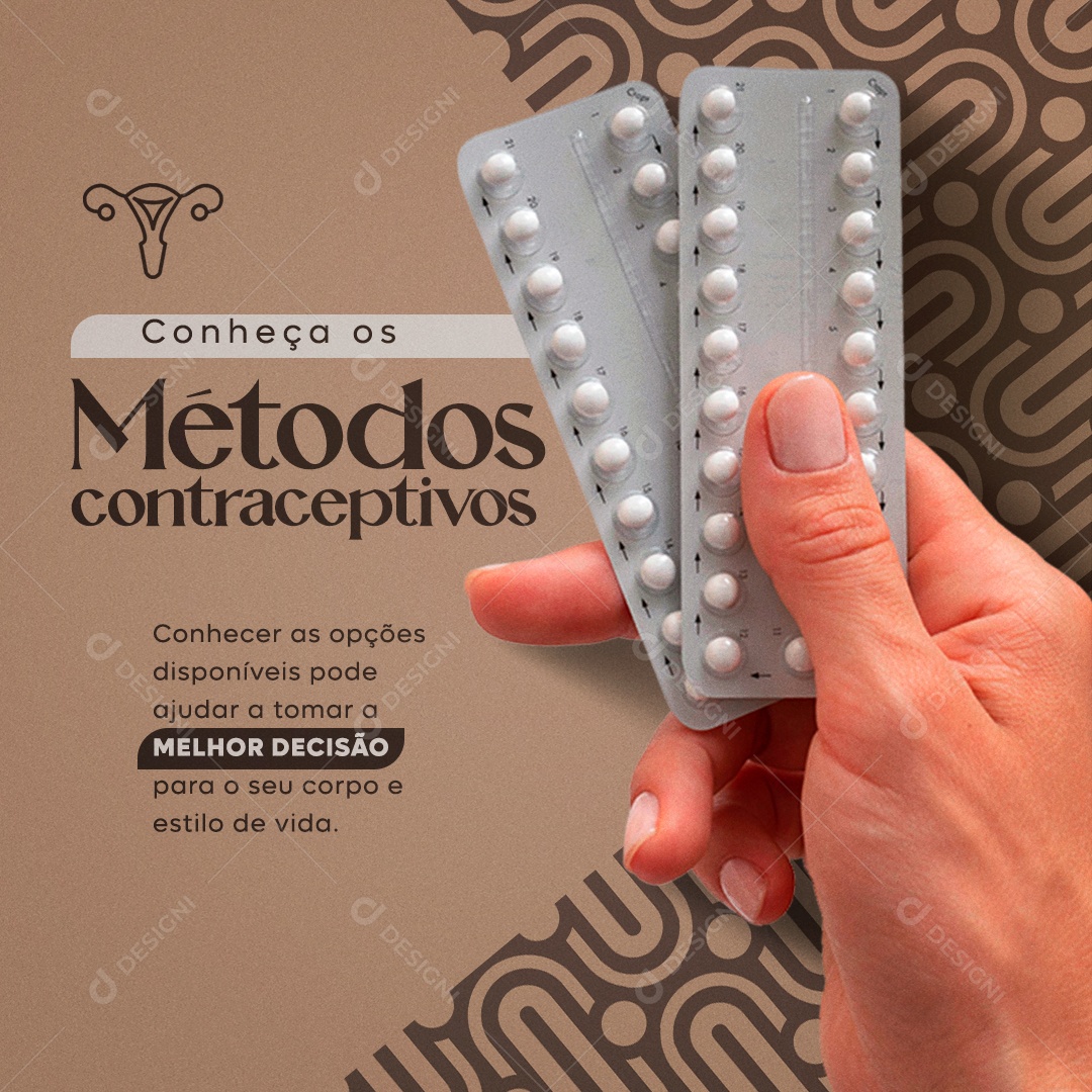 Social Media Conheça os Métodos Contraceptivos Ginecologista PSD Editável