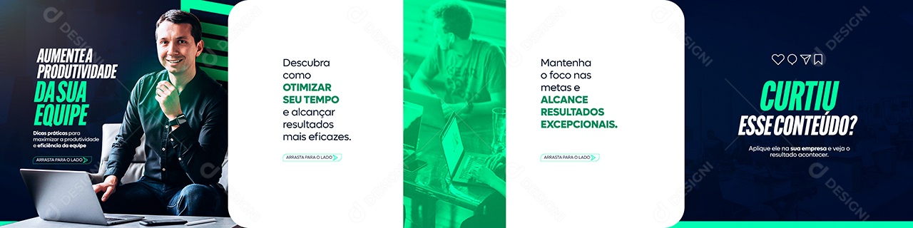 Carrossel Aumente a Produtividade Da Sua Equipe Marketing Social Media PSD Editável