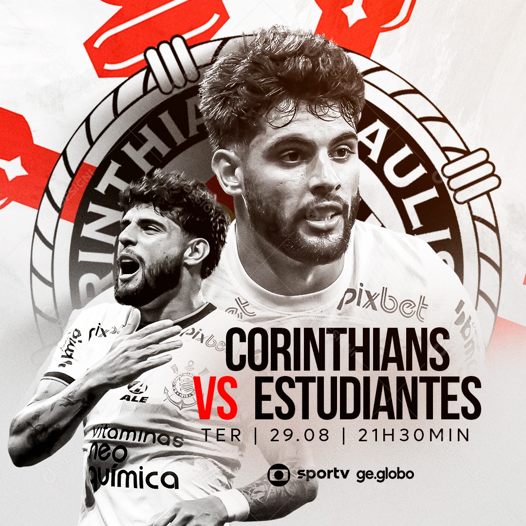 Social Media Flyer Futebol Corinthians Vs Estudianes PSD Editável