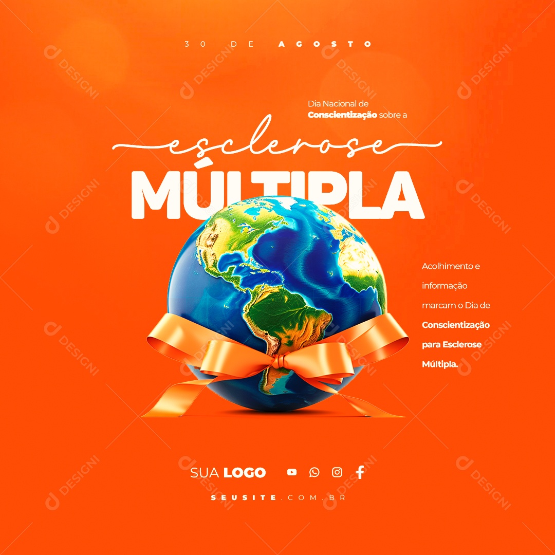 Social Media Dia Nacional de Conscientização sobre a Esclerose Múltipla 30 de Agosto PSD Editável