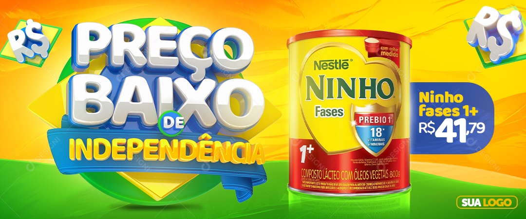 Banner Supermercado Preços Baixo De Independência Ninho Fases 1+ 41,79 Social Media PSD Editável