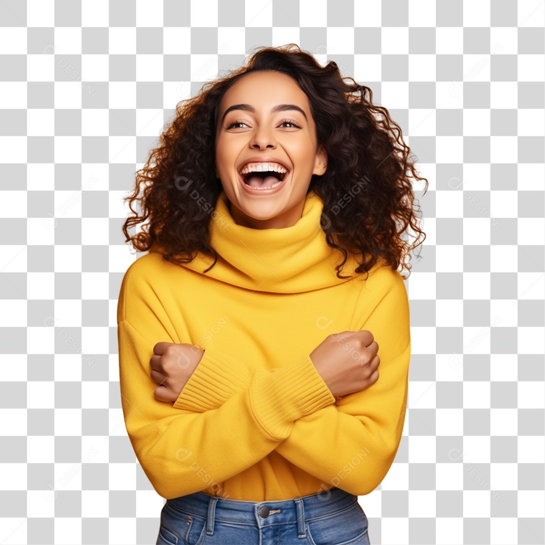 Sete de Setembro Mulher de Amarelo Sorrindo PNG Transparente