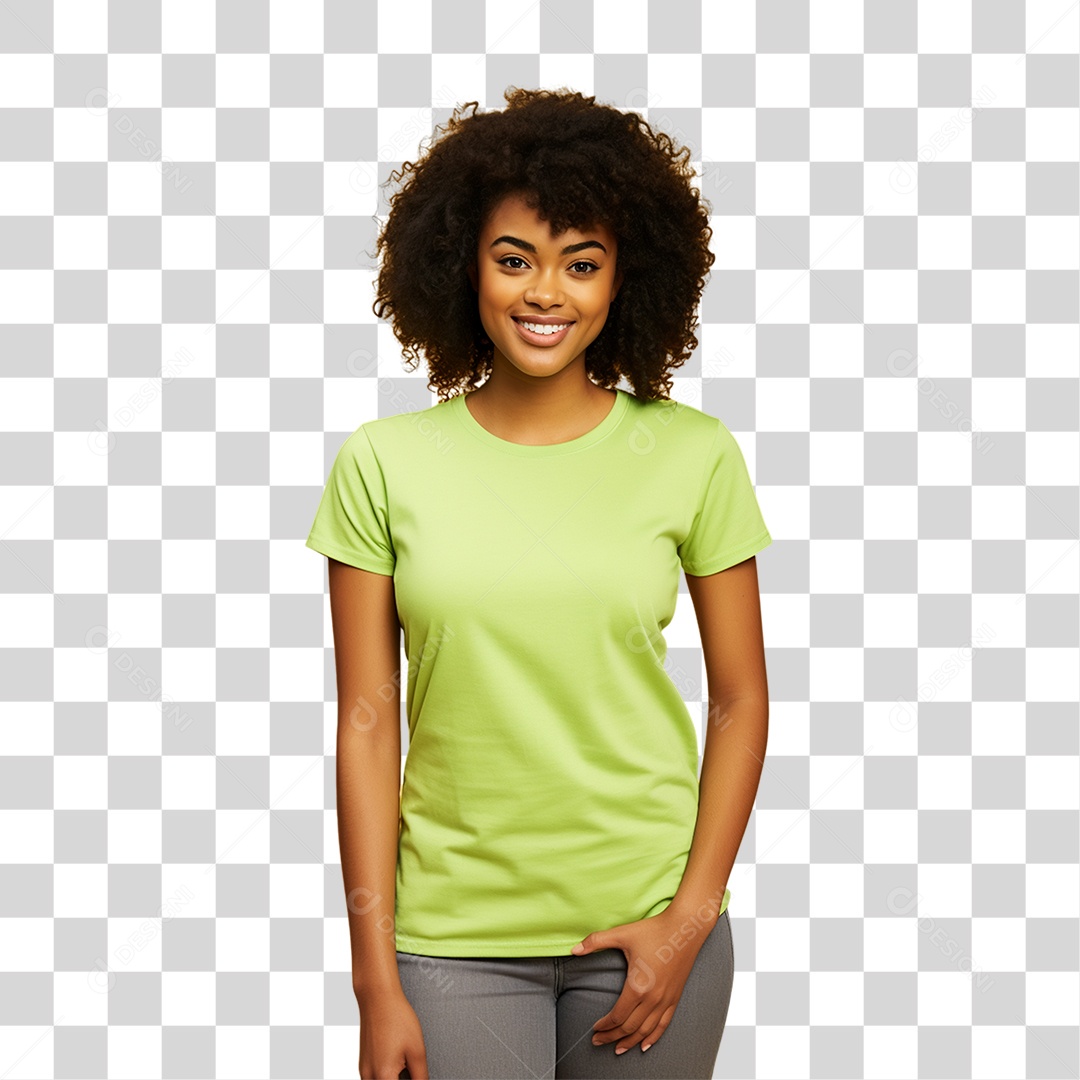 Sete de Setembro Mulher de Verde Sorrindo PNG Transparente