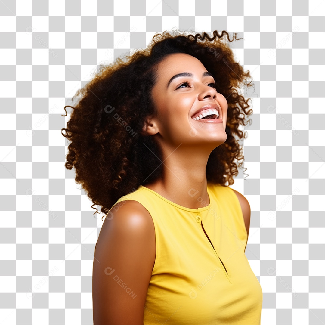 Sete de Setembro Mulher de Amarelo Sorrindo PNG Transparente