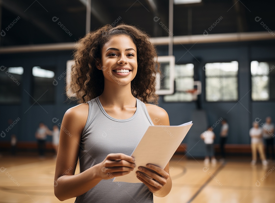 Mulher sorridente professora de educação física