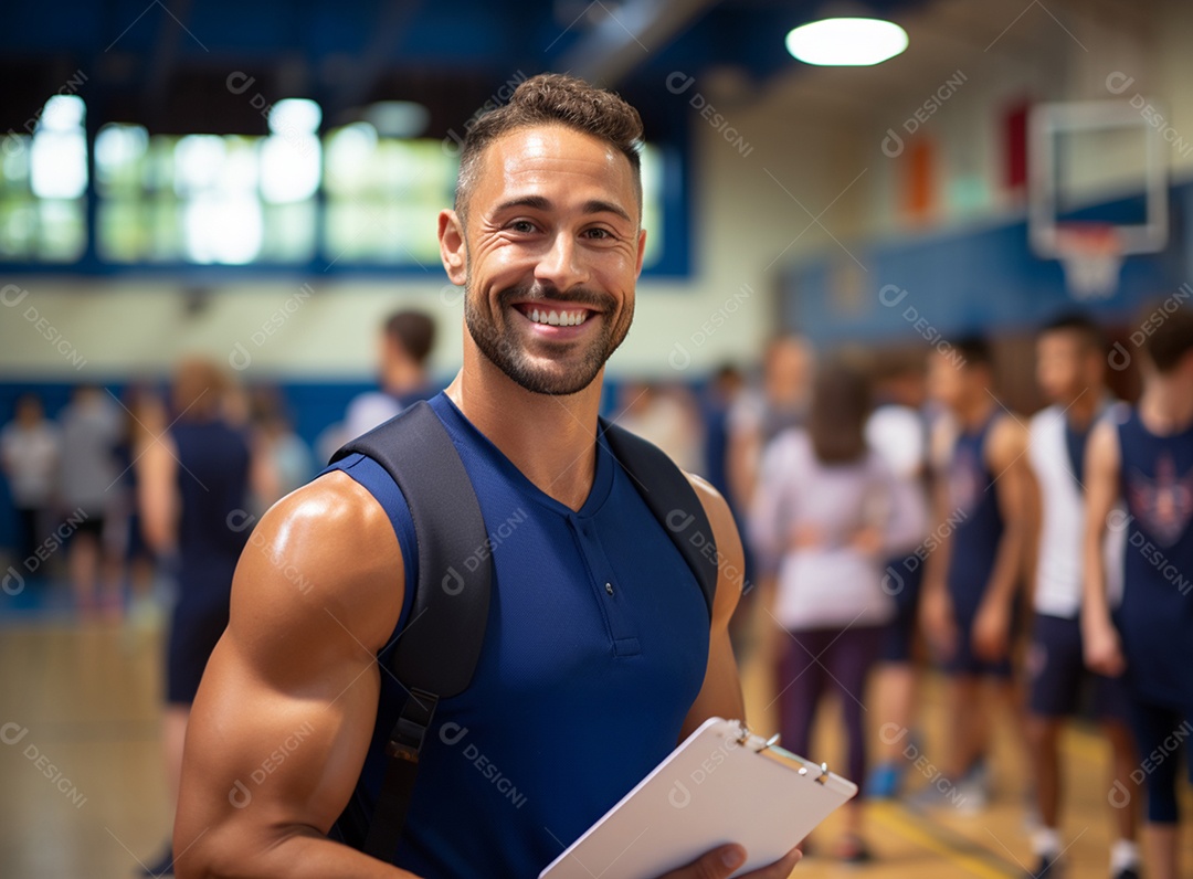 Homem sorridente professor de educação física